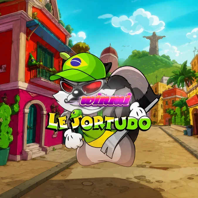 O guaxinim Smokey em um cenário vibrante e ensolarado do slot Le Sortudo